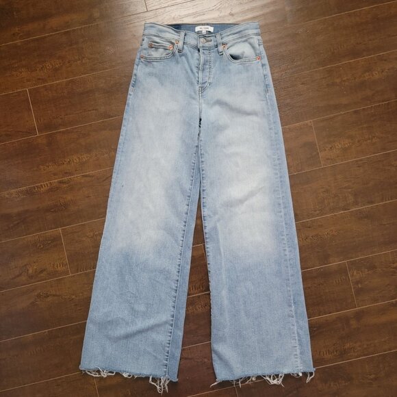 Re/Done Palazzo Mid-Rise Denim Jeans Womens 26 Classic Wide Leg Y2K 90s Grunge - Picture 3 of 9